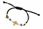 wholesale silver gold plated evil eye black cord bracelet