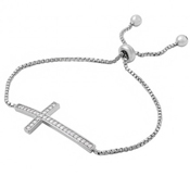 wholesale silver cz cross box chain lariat bracelet