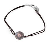 wholesale silver evil eye leather strap bracelet