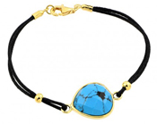 wholesale silver gold plated evil eye stone black cord bracelet