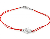 wholesale silver red cord hamsa charm bracelet