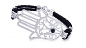 wholesale silver hamsa black cord charm bracelet