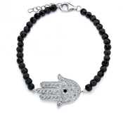 wholesale silver hamsa evil eye bead bracelet