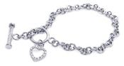 wholesale silver cz heart bracelet