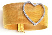 wholesale silver gold plated heart cz mesh bracelet