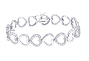wholesale silver heart cz bracelet