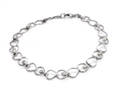 wholesale silver multi heart cz link bracelet