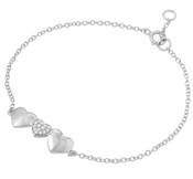 wholesale silver 3 heart cz bracelet