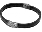 wholesale silver black micro pave leather bracelet