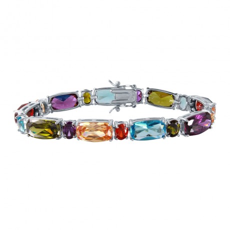 wholesale silver multi-color cz bracelet