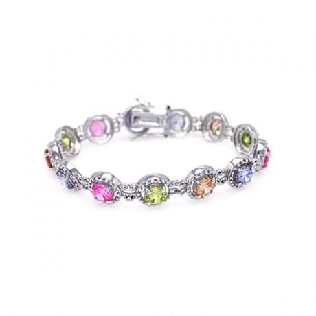 wholesale silver multicolor cz bracelet