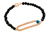 wholesale silver plated evil eye black bead bracelet