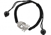 wholesale silver skull black braided bracelet
