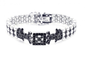 wholesale silver pearl marcasite and black cz bracelet