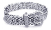 wholesale silver cz belt buckle bracelet