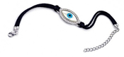 wholesale silver large evil eye black cord cz bracelet