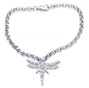 wholesale silver cz dragonfly bracelet