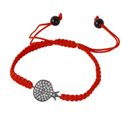 wholesale silver red cord cz pomegranate bracelet