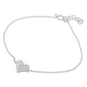 wholesale silver cz heart bracelet