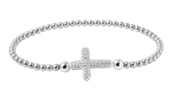 wholesale silver beaded cross italian bracelet