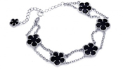 wholesale silver black onyx flower bracelet
