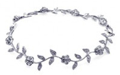 wholesale silver cz flower and leaf bracelet