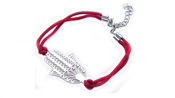 wholesale silver filigree hamsa red cord bracelet
