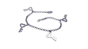 wholesale silver heart key cz bracelet