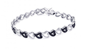 wholesale silver black cz heart bracelet