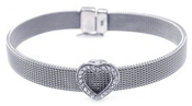 wholesale silver cz heart mesh bracelet