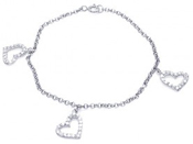 wholesale silver multi heart cz bracelet
