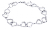 wholesale silver multi heart cz bracelet