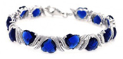 wholesale silver blue heart cz bracelet