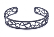 wholesale silver black multi heart cuff bracelet