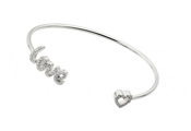 wholesale silver love and heart cz cuff bracelet