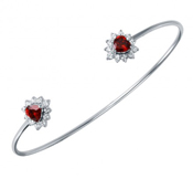 wholesale silver red hearts cuff bracelet