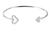 wholesale silver two heart cuff bracelet