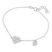 wholesale silver cz hearts bracelet