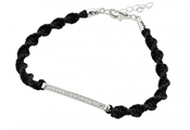 wholesale silver cz black braided bracelet