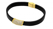 wholesale silver gold plated black leather bracelet
