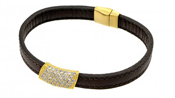 wholesale silver gold plated black leather bracelet