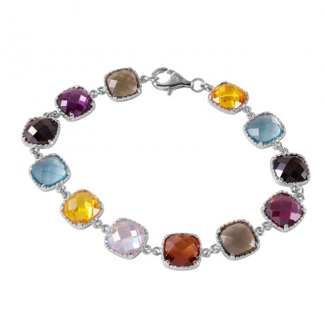 wholesale silver multi color tennis bracelet