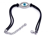 wholesale silver evil eye cz black cord bracelet