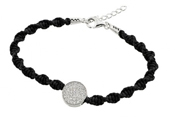wholesale silver id bar black braided bracelet