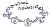 wholesale silver fleur de lis cz bracelet
