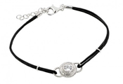 wholesale silver black cord bracelet