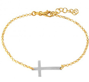 wholesale silver two tone cross bracelet