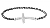 wholesale silver black beaded cross italian bracelet