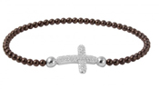 wholesale silver black beaded cross italian bracelet
