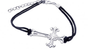 wholesale silver black cord cross bracelet